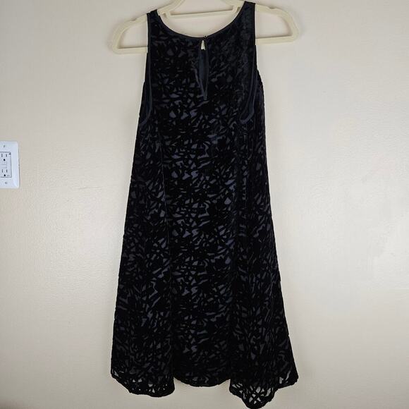 Eileen Fisher BLACK Velvet Vines Burnout Ballet Neck A-line Dress - Picture 2 of 9